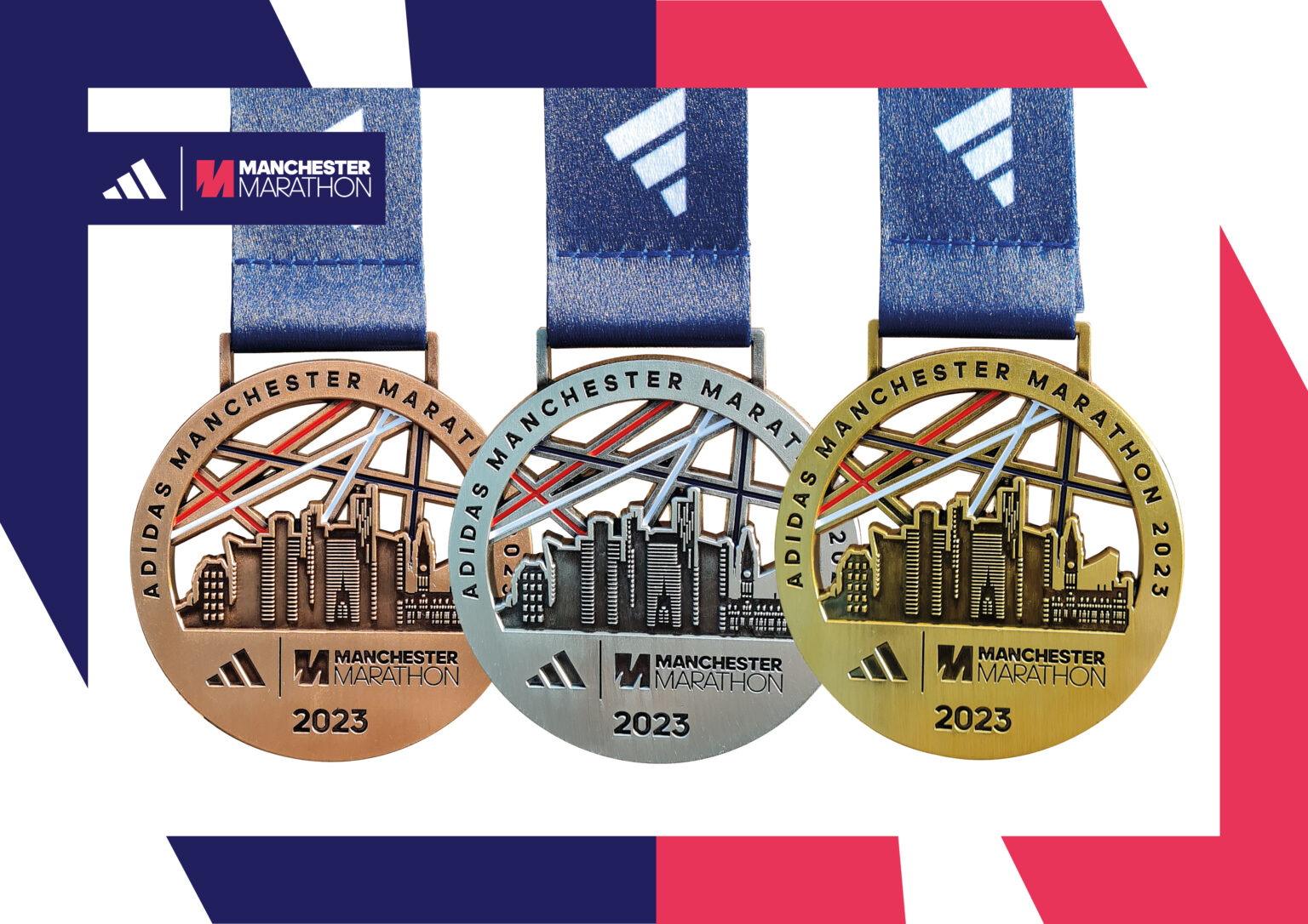 THE OFFICIAL 2023 FINISHER MEDAL Manchester Marathon