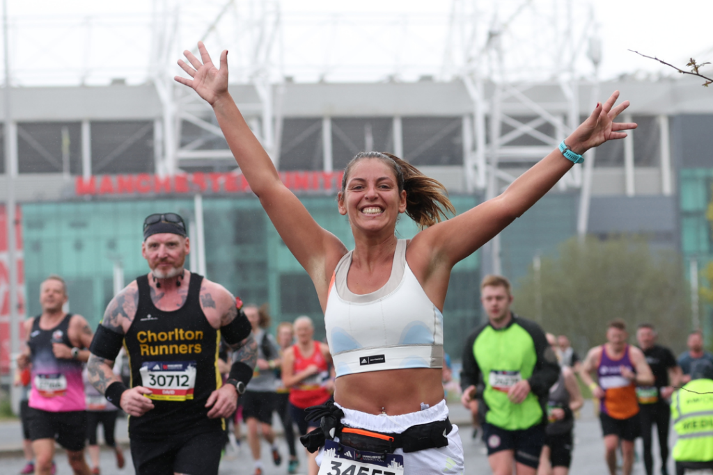 A happy marathon runner