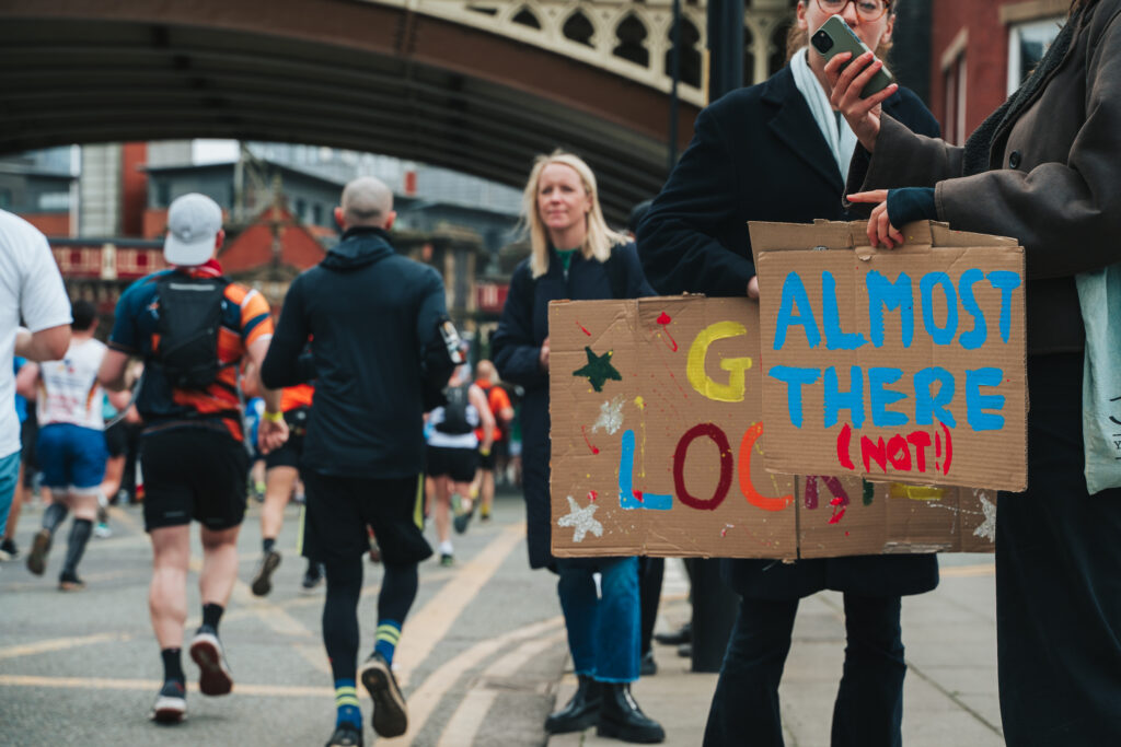 Spectators at a marathon.